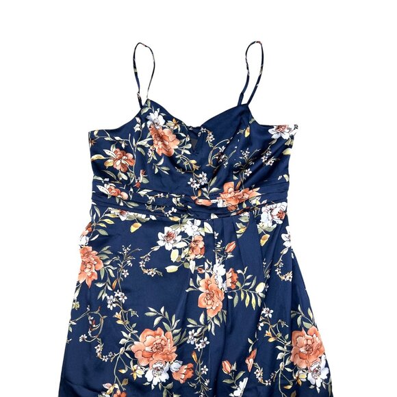 Lulus My Favorite Day Womens Navy Blue Floral Print Tulipl Wrap Midi Dress XXL - Picture 10 of 15